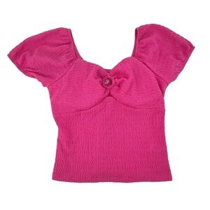No Boundaries Pink Short Sleeve Crop Key Hole Top Size Large Women’s